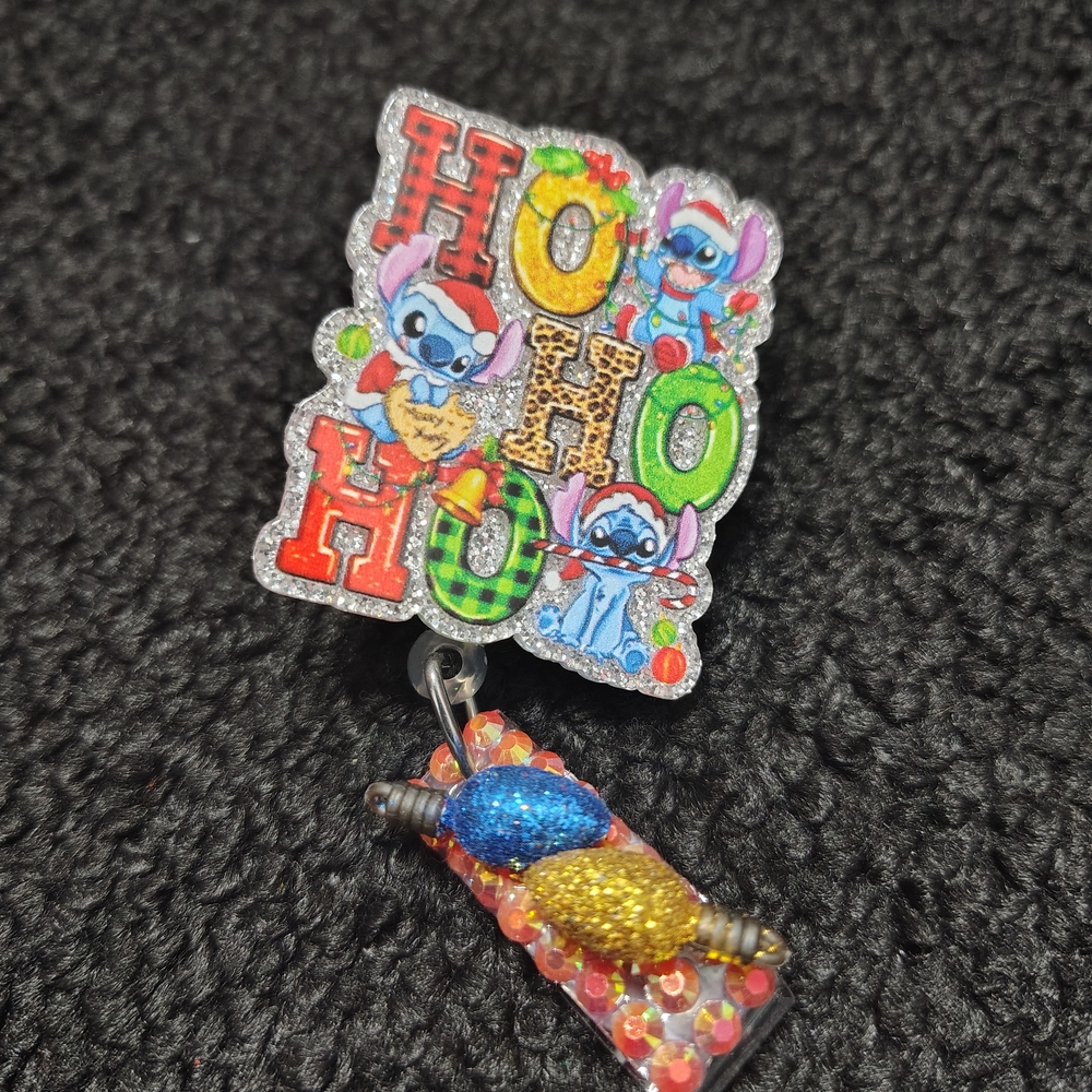 Stitch Ho Ho HoChristmas Retractable Badge Reel Work Id Holder Name Id Holder
